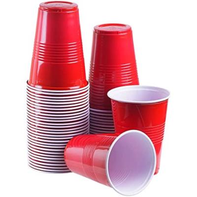 China Disposable Eco Friendly Stocked Biodegradable 16 Oz Red Plastic Cups OEM Disposable Plastic Shot Cups American Style Party Frat Beer Pong Cups Disposable for sale