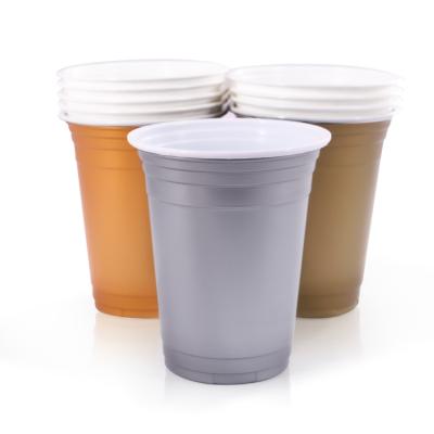 China Disposable Eco Friendly Stocked Biodegradable Free Samples Drinking Games Beer Pong Cups Black 16 Oz Cups Disposable Colored Plastic Party Cup for sale