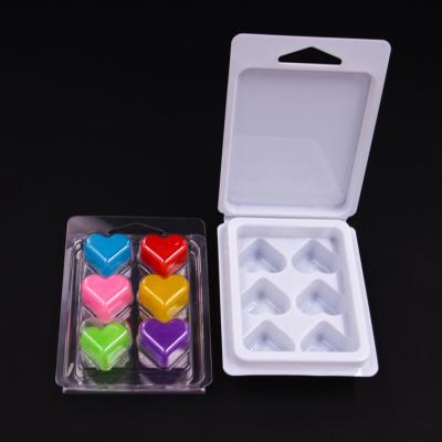 China Recyclable Custom clear rectangle heart shape plastic wax melt clamshell mould tray blister packaging box for wax melt for sale