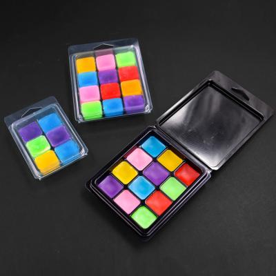 China Recyclable New Design Plastic Black Clear PET Candle Wax Melt Container Clamshell Blister Packaging Box for sale