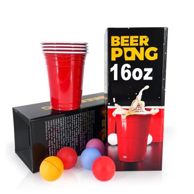 China Disposable Eco Friendly Stocked Biodegradable Taiqiu OEM Beer Mug and Ball Game Set of 24 Plastic Cups and 24 Balls Drinking Games For Party for sale