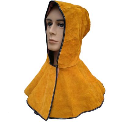 China Heat Resistance Fire Proof Welding Cap Flame Retardant Safety Split Cow Leather Trim Shawl Welding Hat for sale