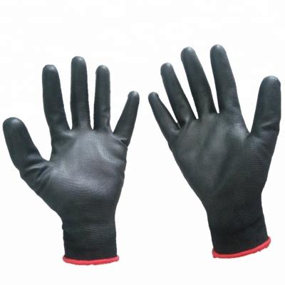 China Breathable Black Nylon Coating PU Palm Coated Industry Safety Garden Working Gloves for sale