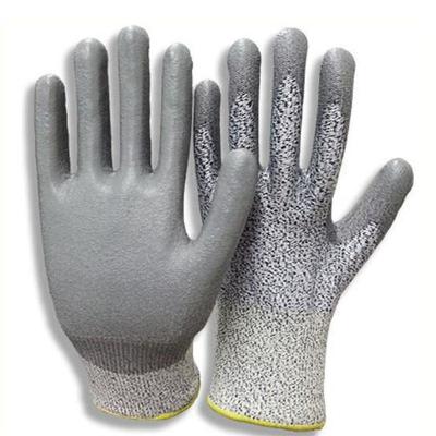 China Breathable Cut Resistant Gloves Glass Handling Grade 5 Wooden Working Glove PU Coated Anti Cut 5 Level Gloves With PU Palm Coating for sale