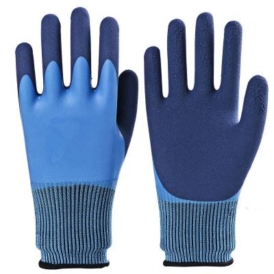 China Breathable Double Latex Coated Safety Gloves Low Price Waterproof Anti Slip Factory Price Wholesale for sale