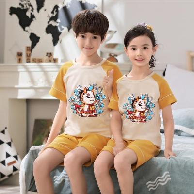 China Chinese Style Hooded QUICK DRY Cartoon Children's Homewear Homewear Suit Cotton Pajamas for sale