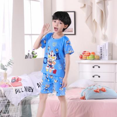 China Wholesale milk silk children's pajamas set size kids boy short sleeve home wear QUICK DRY can be worn outside for sale