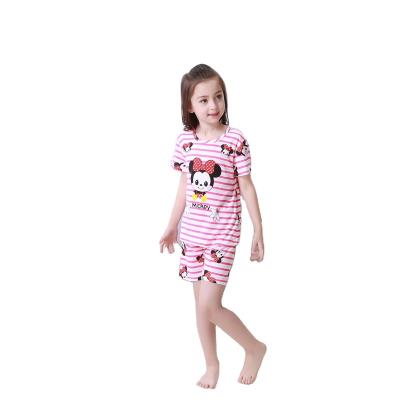 China Super cute thin QUICK DRY little section children's silk short-sleeved children's short-sleeved baby girl pajamas summer milk girls pajamas girls suit home clothing for sale