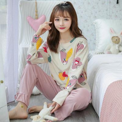 China Autumn Spring 35%Cotton Pajamas Women's Two-Piece Sets Breathable Bunny Long Sleeves Pajamas Ladies Sleepwear Leisure Wear Sets for sale