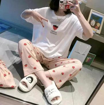 China Cartoon QUICK DRY Slim Style Slim Style Cardigan Sleeves Shorts Sleeves Shorts Women Pajamas Summer Two Piece Home Suit for sale