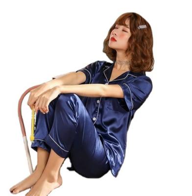 China 11 pants long-term short-sleeved simulation color production QUICK-DRY silk pajamas for sale