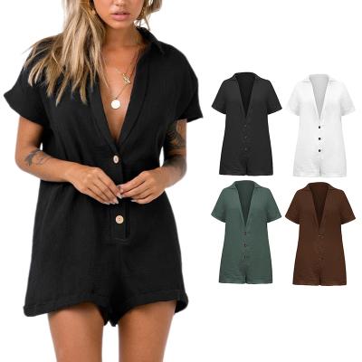 China Summer QUICK DRY Custom Women's Elegant Overalls 2022 Spring Casual One Piece Cotton Clothings Shorts Playsuit Rompers For Women for sale