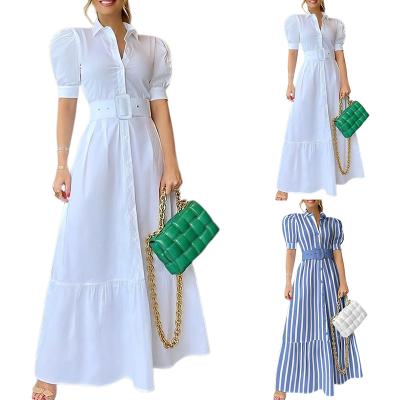 China Anti-Static Ladies Cotton Dress Women's Maxi Dresses Mumu Blank Loose T-shirt White Shirt Dress For Women for sale