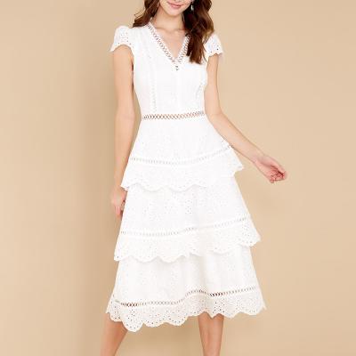 China Breathable White Women's Midi Dresses Women's Elegant Casual Sundress Summer Sundress Sundresses Clothes Manufacturer Small Orders for sale