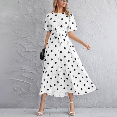 China Long Button Front Round Neck Maxi Linen Elegant White Dresses a line of 2021 ladies anti-static casual summer dress for sale