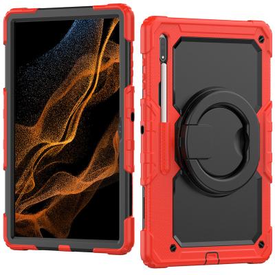 China Heavy Duty 360 Fold Grip Kickstand Silicone Tablet Cover For Samsung Galaxy Tab S8 Ultra 14.6 Inch Case for sale