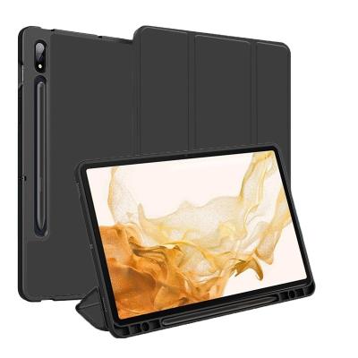 China Magnetic Stand Auto-sleep Function Stand Slim Triple Smart Cover Tablet TPU Case with S Pen Holder for Samsung Galaxy Tab S8 Ultra 14.6