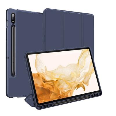 China Triple Slim PU Smart Cover Stand TPU Tablet Case with S Pen Holder for Samsung Galaxy Tab S8 Plus 12.4 inch 2022 SM-X800 X806 for sale