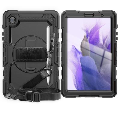 China 360 Rotation Heavy Duty Hand PC Strap&Kickstand Silicon Tablet Case For Samsung Galaxy Tab A7 Lite 8.7 Inch Case 2021 Cover Device for sale