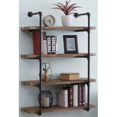 China Eco-friendly Industrial Retro Wall Mount Iron Pipe DIY Open Shelf, Hung Bracket, Kitchen Desk Shelves for sale