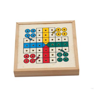 China Mini Classic Wooden Ludo Family Portable Board Game Flying Chess Games for sale