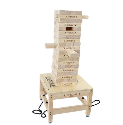 China Outdoor Games For Kids High Quality Cylinder Blocks 60pcs Color Natural Wood Wooden Blocks With Base For Outdoor Games for sale