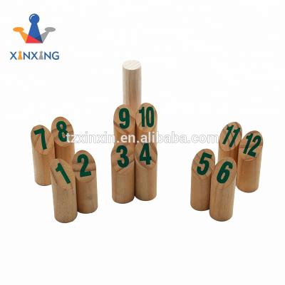 China Wooden mini educational toys bowling set and finnish skittles for tabletop game and indoor game for sale