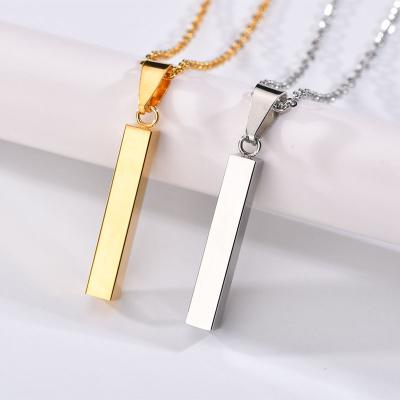 China CLASSIC Stainless Steel Custom Personalized Vertical Blank Bar Necklace Engraved Name Necklace For Women Men for sale