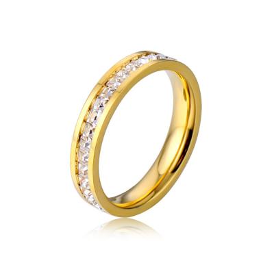 China Free Sample Romantic Diamond Ring Stainless Steel Crystal Wedding Rings Jewelry Women for sale