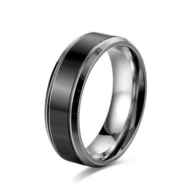 China CLASSIC Top Quality Vintage Black Ring Blanks Silver Stainless Steel Mens Spinner Rings for sale