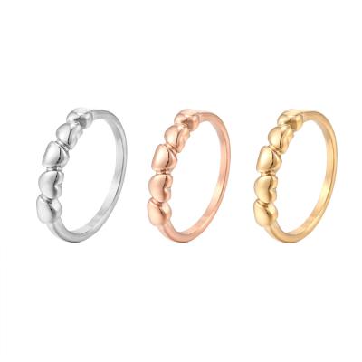 China Factory Direct Selling Trendy Fashion Heart Shape Seal Ring Stainless Steel Rose Gold Heart Ring for sale