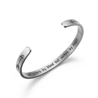 China CLASSIC High Polished Silver Stainless Steel Jewelry Engraved Custom Cuff Bangle Bracelet for sale