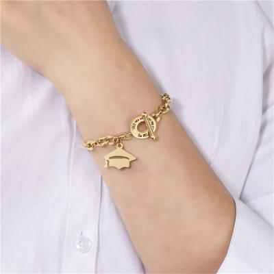 China High Quality Doctorial Inspired Jewelry OT Clasp Hat Charm Bracelet 18k Gold Plated Chain Link Bracelet for sale