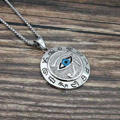 China High Quality Hiphop OEM Stainless Steel Coin Pendant The Eye Of Horus Necklace for sale