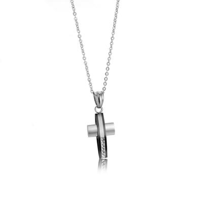 China Stainless Steel Casual/Sporty Unisex Cross Pendant Rhinestone Jewelry Design Italy Fashion Crystal Necklaces for sale