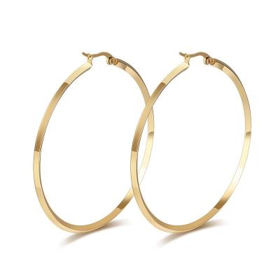 China BOHEMIA 2021 New Women's Large Stainless Steel Fashionable 18K Gold Thin Layer Round Circle Earrings for sale