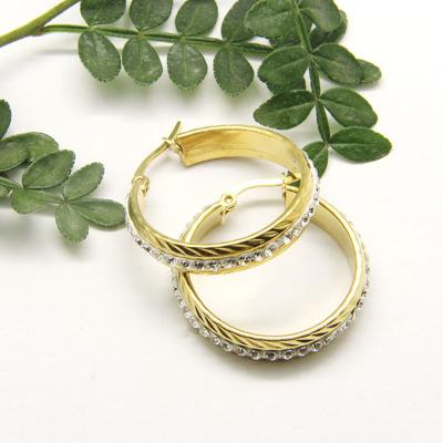 China CLASSIC Women Stainless Steel Hoop Earrings Gold Filled Rhinestone Jewelry Earrings for sale