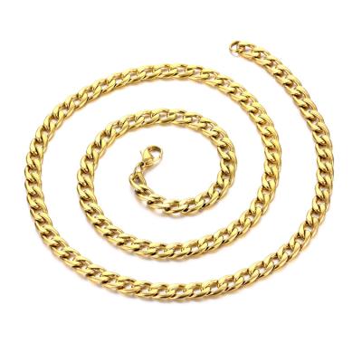 China CLASSIC Wholesale High Polishing Stainless Steel Chains 18K Gold Plated Silver Cuban Link Chain for sale