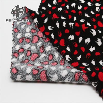 China New Design Stretch 1629 Flower Printed 200gsm BLACK Polyester 5 Spandex Stretch 95 Moss Crepe Knitting Fabric For Dress for sale