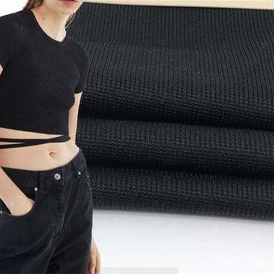 China Stretch 4108 High Quality OEM Custom 94% Polyester 6% Spandex Black Cuff 2x2 Rib Knit Collar Fabric for sale