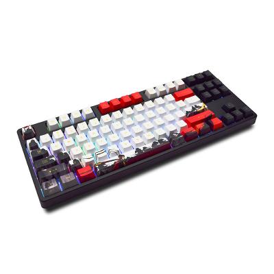 China AFLION Anti-Ghosting 87 Key High Quality Mechanical Keyboard Waterproof Anti-Ghost Full Metal Colorful Light Panel For PC for sale