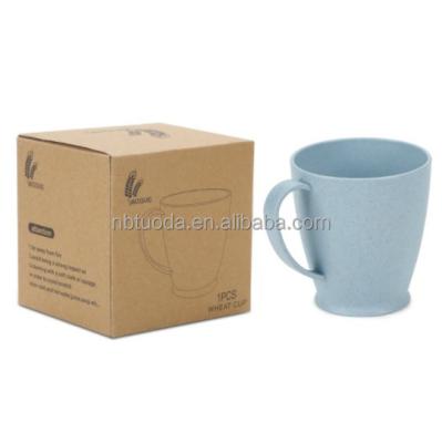 China Creative Kids Hand Made Storage Wheat Straw Mug Sustainable Eco Friendly Easy Clean Cup With Handle for sale