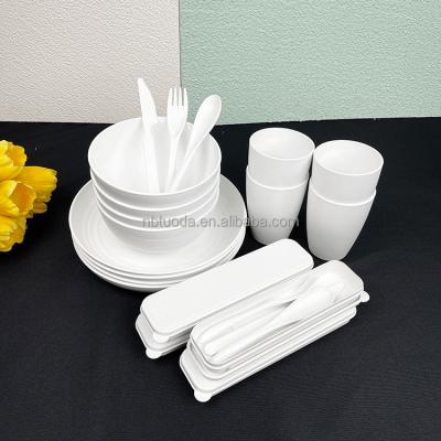 China Gray Color Eco Friendly Lightweight Custom Sustainable 28 Piece Dinnerware Set BPA Free Wheat Straw Dinnerware Sets for sale