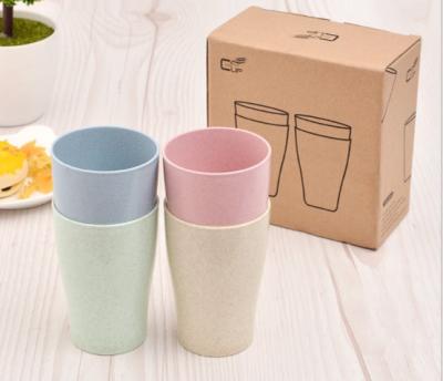 China Eco - Friendly Biodegradable Stacking Cups 400ml Sustainable Straw Round Cup Wheat for sale