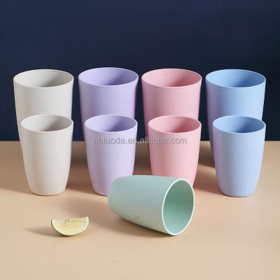 China Eco-Friendly Sustainable Reusable Wholesale Reusable Stacking Coffee Cups Wheat Straw Plastic Cup For Picnic Camping for sale