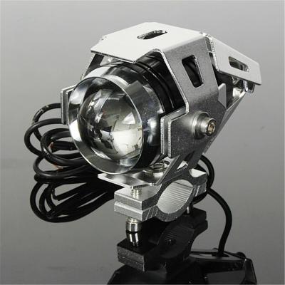 China High Chrome 12V U5 125W Universal Motorcycle Headlight Silver Universal Motorbike Headlight Bar Mount LED Head Spot Bulb Bumper Bracket for sale