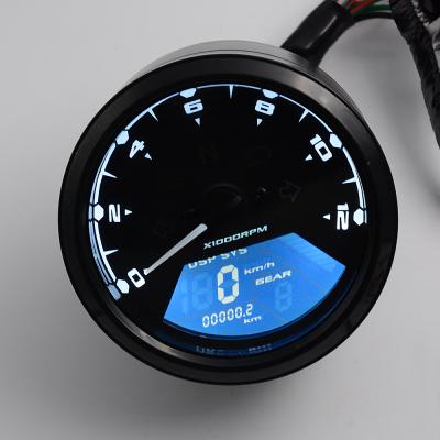 China Custom Multifunctional Motorcycle Cafe Racer Bike LED Odometer Km/h and M/H Tachometer Speedometer for sale