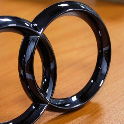 China LED Illuminated 4D 273x94mm Glossy Black Car Front Grille Led Illuminated Logo Rings Emblem Badge For Audi A1A3 A4 A5 A6 S3 S4 RS3 RS4 for sale