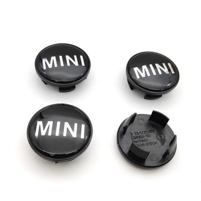 China Aftermarket MINI Car Logo Badge Alloy 4 Hub Wheel Center Cap ABS Black Set for sale