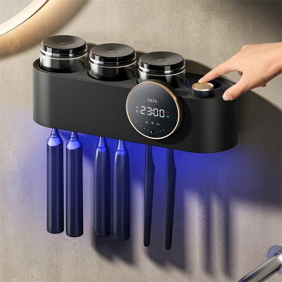 China Amazon 2022 Eco-Friendly Tending 3 in 1 Solar Toothbrush Storage and Sterilizer Box Rechargeable UV-C Toothbrush Sanitizer Light Holder for sale